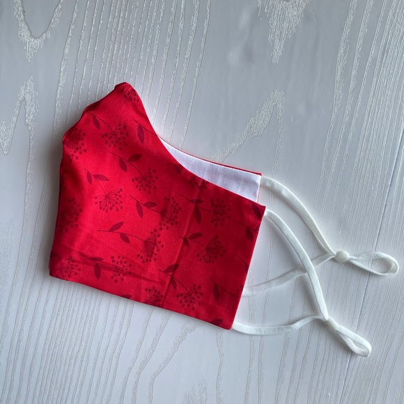 Bright Red Flower Print Adjustable Mask, Vibrant Print Masks, Light Weight Masks - Picture 2 of 3